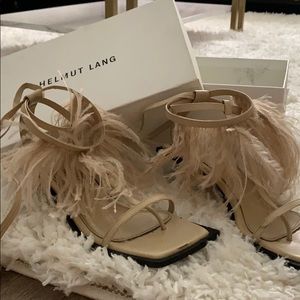 Helmet Lang Gladiator Feather Mid Heel Sandal